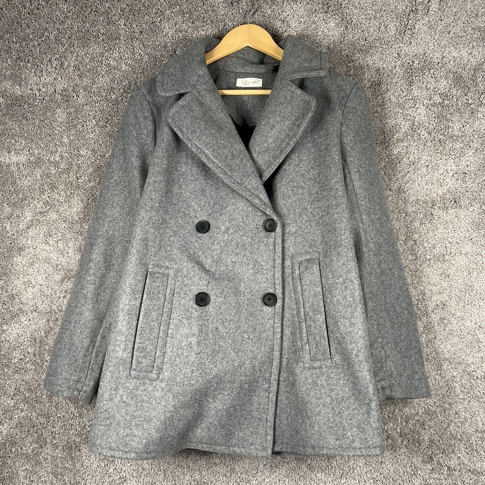 RD Style Coat Womens Small Gray Long Sleeve Double Breasted Pockets Stitch Fix